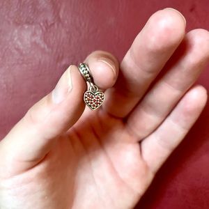 Pandora Silver and Ruby Birthstone Heart Charm